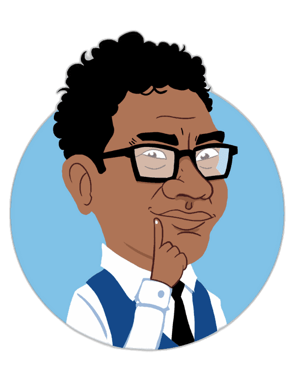 Caricature in Thunderbolt's signature style of our M.D. Saybhan looking mischievous